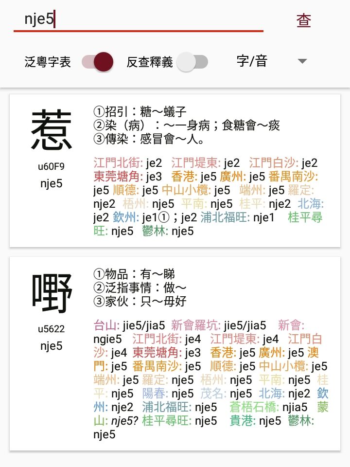 泛粵字表查音